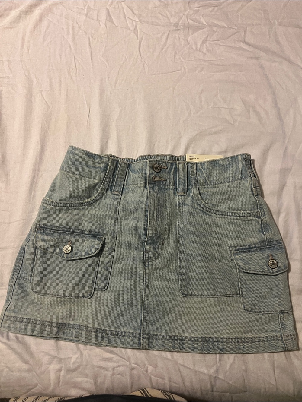 American Eagle Outfitters Light Blue Denim Cargo Mini Skirt